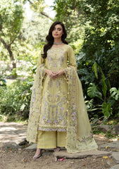 ELAF-3PC DHANAK EMBROIDERED SHIRT WITH WOOL PRINTED EMB SHAWL AND TROUSER-W.J-5085
