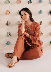 BATIK-2PIECE DHANAK EMBROIDERED SHIRT WITH DHANAK EMB TROUSER-WJ-15104
