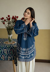 URGE-2PIECE DHANAK EMBROIDERED SHIRT WITH DHANAK EMB TROUSER-WJ-15112