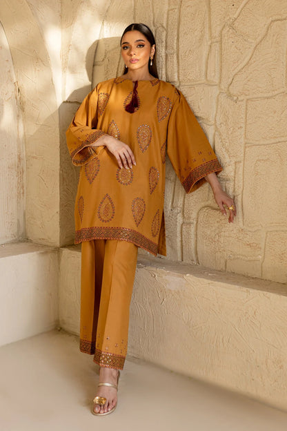 BATIK-2PC DHANAK EMBROIDRED SHIRT WITH AND EMBROIDRED TROUSER-W.J-1067