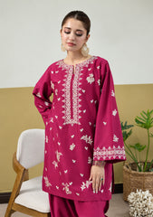 URGE-2PIECE DHANAK EMBROIDERED SHIRT WITH DHANAK EMB TROUSER-WJ-15139