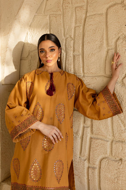 BATIK-2PC DHANAK EMBROIDRED SHIRT WITH AND EMBROIDRED TROUSER-W.J-1067