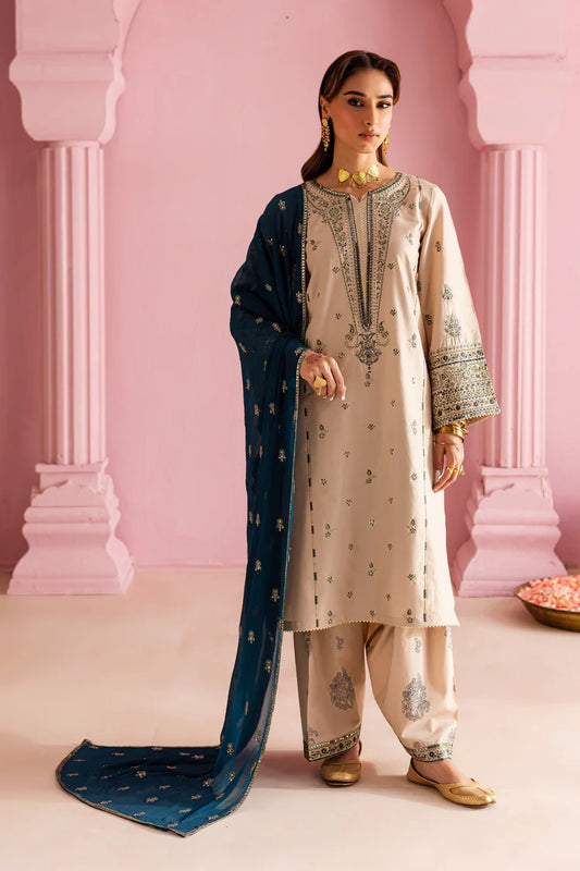 BATIK-3PC DHANAK EMBROIDERED SHIRT WITH DHANAK EMBROIDERED SHAWL & EMB TROUSER-WJ-1950