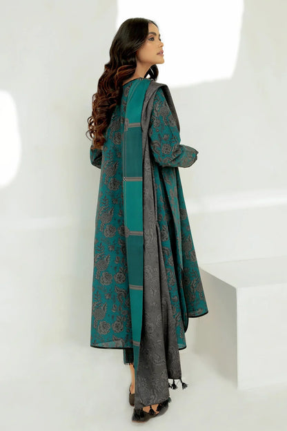 BAROQUE-3PC KHADDAR PRINTED SHIRT WITH KHADDAR PRINT DUPATTA AND PRINT TROUSER-W.J-1975