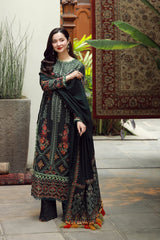 ZAIB-3PC DHANAK EMBROIDERED SHIRT WITH DHANAK EMBROIDERED SHAWL AND TROUSER-W.J-4410