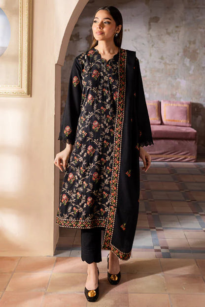 BAREEZE-3PC DHANAK EMBROIDERED SHIRT WITH DHANAK EMBROIDERED SHAWL & TROUSER-W.J-1904
