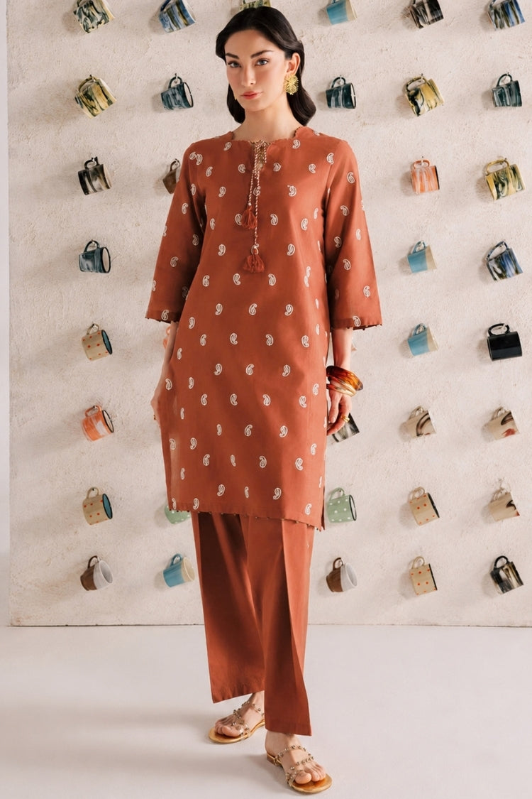 BATIK-2PIECE DHANAK EMBROIDERED SHIRT WITH DHANAK EMB TROUSER-WJ-15104