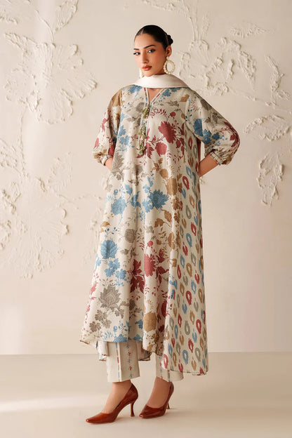 BAROQUE-3PC VISCOSE PRINTED SHIRT WITH VISCOSE PRINTED DUPATTA AND TROUSER-W.J-2053
