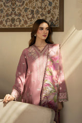 JAZMIN-3PC DHANAK EMBROIDERED SHIRT WITH WOOL PRINTED SHAWL AND TROUSER-W.J-5023