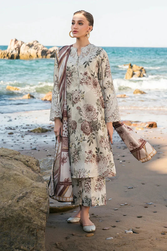 BAROUQE-3PC KARANDI PRINTED SHIRT WITH KARANDI PRINTED DUPATTA AND TROUSER-W.J-2009