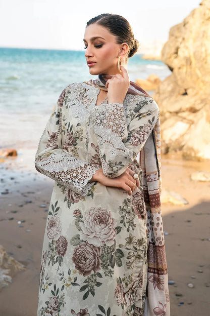 BAROUQE-3PC KARANDI PRINTED SHIRT WITH KARANDI PRINTED DUPATTA AND TROUSER-W.J-2009