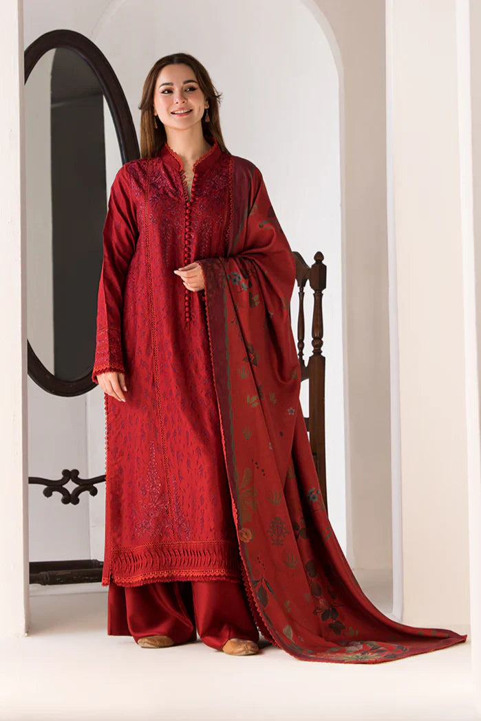 SOBIA NAZIR- 3PC LAWN EMBROIDERED SHIRT WITH MONARK PRINTED DUPATTA AND TROUSER -W.J-1500