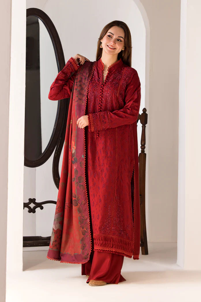 SOBIA NAZIR- 3PC LAWN EMBROIDERED SHIRT WITH MONARK PRINTED DUPATTA AND TROUSER -W.J-1500