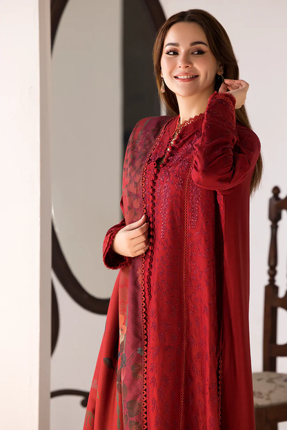 SOBIA NAZIR- 3PC LAWN EMBROIDERED SHIRT WITH MONARK PRINTED DUPATTA AND TROUSER -W.J-1500