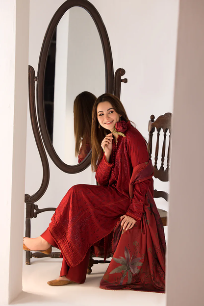 SOBIA NAZIR- 3PC LAWN EMBROIDERED SHIRT WITH MONARK PRINTED DUPATTA AND TROUSER -W.J-1500