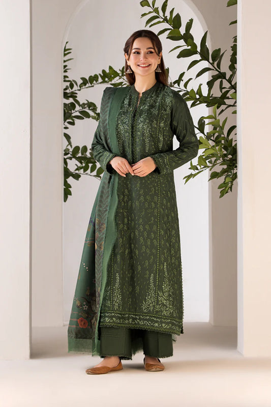 SOBIA NAZIR- 3PC DHANAK EMBROIDERED SHIRT WITH WOOL PRINT SHAWL AND TROUSER-W.J-1310