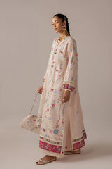 ELAN-3PC DHANAK EMBROIDERED SHIRT WITH KHADDI NET EMB DUPATTA & TROUSER-W.J-5187