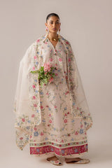 ELAN-3PC DHANAK EMBROIDERED SHIRT WITH KHADDI NET EMB DUPATTA & TROUSER-W.J-5187