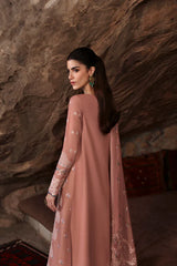 QALAMQAR-3PC LAWN EMBROIDERED SHIRT WITH KHAADI NET EMBROIDERED DUPATTA AND TROUSER-W.J-4754