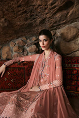 QALAMQAR-3PC LAWN EMBROIDERED SHIRT WITH KHAADI NET EMBROIDERED DUPATTA AND TROUSER-W.J-4754