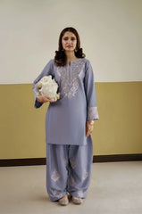 URGE-2PC  DHANAK EMBROIDERED SHIRT WITH EMBROIDERED TROUSER-W.J-15048