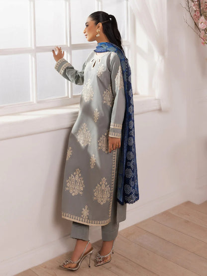 MOHAGNI-3PC LAWN EMBROIDERED SHIRT WITH MONARK PRINTED DUPATTA AND TROUSER-W.J-1715