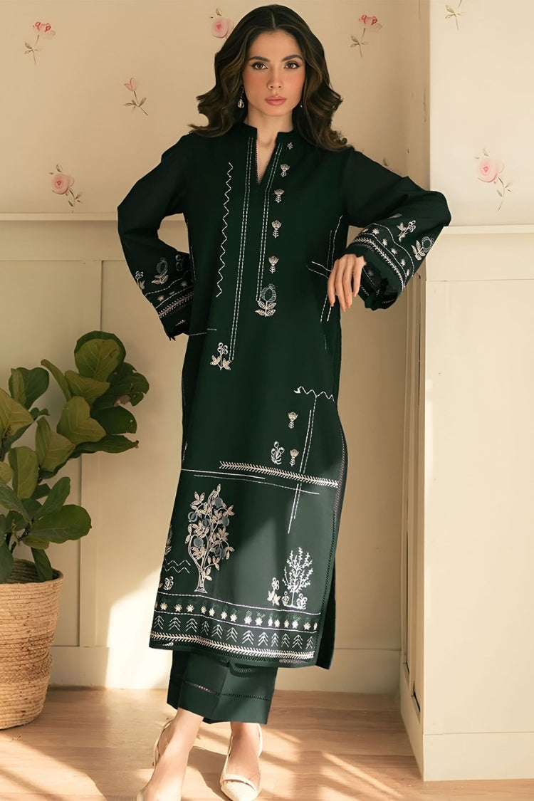 BATIK-2PIECE DHANAK EMBROIDERED SHIRT WITH DHANAK EMB TROUSER-WJ-15144