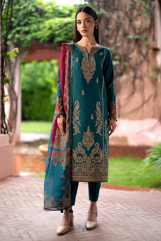 JAZMIN- 3PC LAWN EMBROIDERED SHIRT WITH MONARK PRINT DUPATTA AND TROUSER-W.J-1511