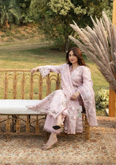 ELAF-3PC DHANAK EMBROIDERED SHIRT WITH DHANAK EMBROIDERED SHAWL AND TROUSER-W.J-5255