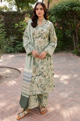 BAROQUE-3PC KHADDAR PRINTED SHIRT WITH KHADDAR PRINTED DUPATTA AND PRINT TROUSER-W.J-2643