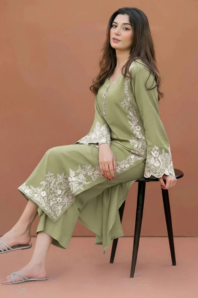 LAJWANTI-2PC LAWN EMBROIDERED SHIRT WITH LAWN TROUSER-W.J-19