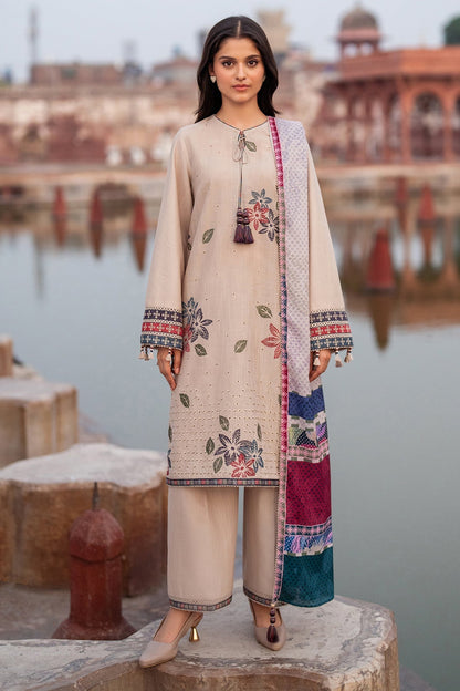 JAZMIN-3PC LAWN EMBROIDERED SHIRT WITH MONARK PRINTED DUPATTA AND TROUSER-W.J-1599