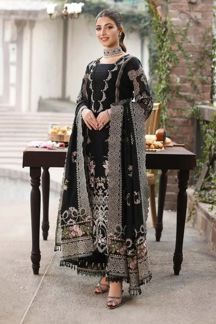 ASIM JOFA-3PC DHANAK EMBROIDERED SHIRT WITH CHIFFON EMBROIDERED DUPATTA AND TROUSER -W.J-5050
