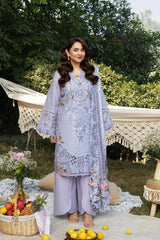 ELAF-3PC DHANAK EMBROIDERED SHIRT WITH DHANAK EMBROIDERED SHAWL AND TROUSER-W.J-5218