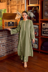 URGE-2PC LAWN SEQUIN EMBROIDERED SHIRT WITH EMB TROUSER-W.J-89