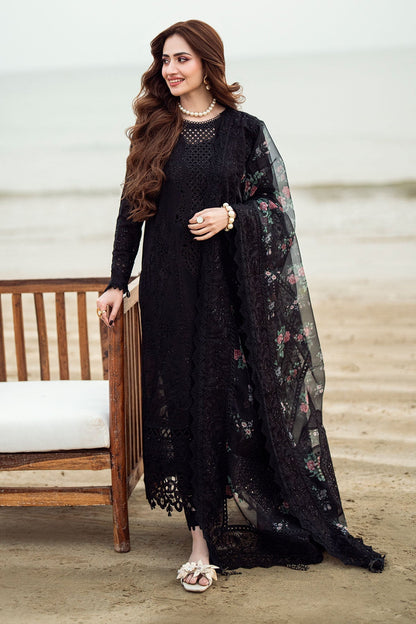 NUREH-3PC LAWN CHIKENKARI LASER EMBROIDERED SHIRT WITH ORGANZA EMBROIDERED PRINT DUPATTA-EID FESTIVE-W.J-1602