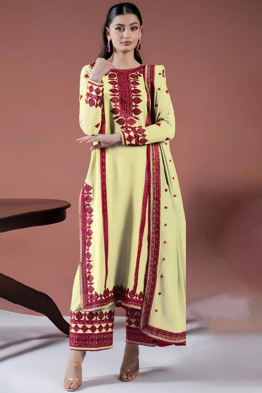 ASIM JOFA-3PC LAWN EMBROIDERED SHIRT WITH LAWN EMBROIDERED DUPATTA AND LAWN TROUSER- A-W.J-1733