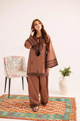 BATIK-2PIECE DHANAK EMBROIDERED SHIRT WITH DHANAK EMB TROUSER-WJ-15120