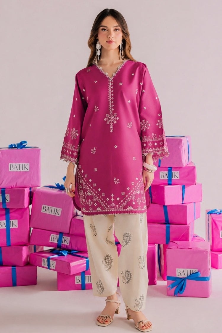 BATIK-2PIECE DHANAK EMBROIDERED SHIRT WITH DHANAK EMB TROUSER-WJ-15067