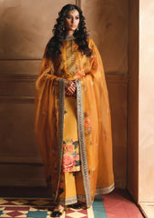 ZAINAB CHOTANI-3PC SHAMOZE SILK PRINTED EMBROIDERED SHIRT WITH SOFT SILK PRINTED EMB DUPATTA & EMB TROUSER W.J-1726