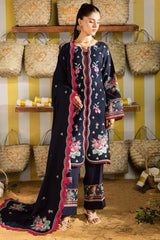 MAHNUR-3PC DHANAK EMBROIDERED SHIRT WITH DHANAK EMBROIDERED SHAWL AND EMB TROUSER-W.J-5231