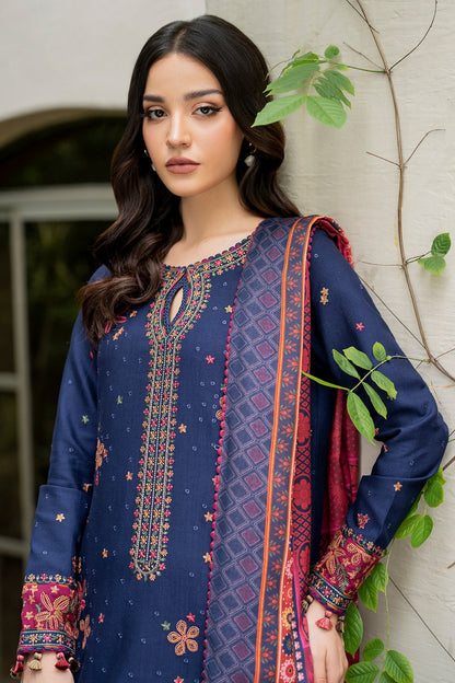 JAZMIN-3PC LAWN EMBROIDRED SHIRT WITH MONARK PRINT DUPATTA AND TROUSER-W.J-1514