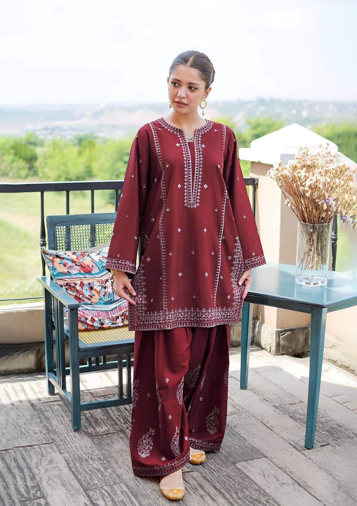 URGE-2PC LAWN EMBROIDERED SHIRT WITH LAWN TROUSER-W.J-269