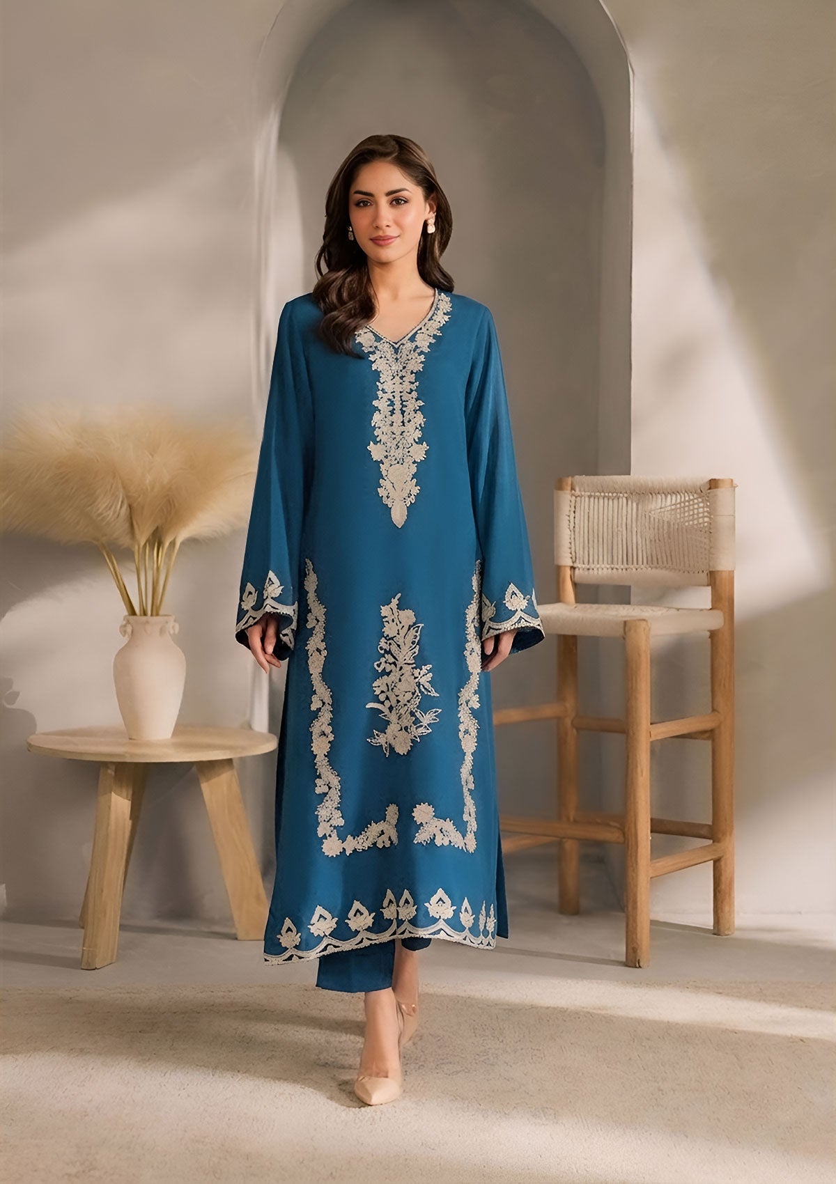 MIRANA-2PC  LAWN EMBROIDERED SHIRT WITH EMBROIDERED TROUSER-W.J-45