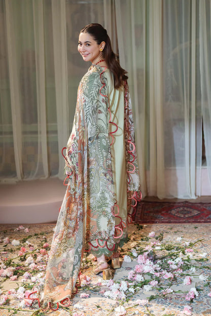 JADE - 3PC LAWN EMBROIDERED SHIRT WITH CHIFFON PRINTED DUPATTA AND TROUSER -W.J-1777