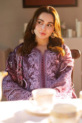 JADE-3PC DHANAK EMBROIDERED SHIRT WITH WOOL PRINTED SHAWL & DHANAK TOUSER-W.J-4152