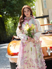 JADE-3PC LAWN CHIKEANKARI EMBROIDERED SHIRT WITH CHIFOON PRINTED DUPATTA AND TROUSER-W.J-4764