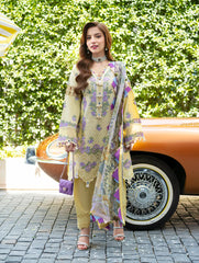 JADE-3PC LAWN CHIKANKARI EMBROIDERED SHIRT WITH CHIFOON PRINTED DUPATTA AND TROUSER-W.J-4776