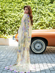 JADE-3PC LAWN CHIKANKARI EMBROIDERED SHIRT WITH CHIFOON PRINTED DUPATTA AND TROUSER-W.J-4776