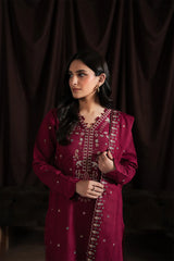 BATIK-3PC DHANAK EMBROIDERED SHIRT WITH DHANAK EMBROIDERED SHAWL AND TROUSER-W.J-4403